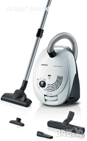 Прахосмукачка с торбичка Siemens Synchropower VS06WH1T, 850 W, бяла