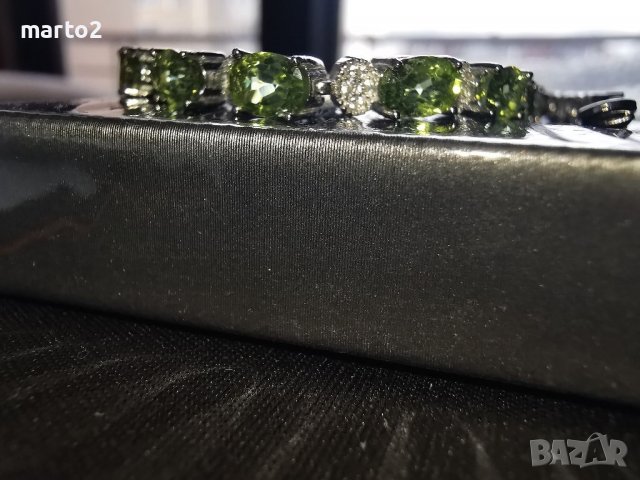  Елегантна сребърна 925 гривна с 17 Натурални Перидота и Циркони!, снимка 7 - Гривни - 40241647