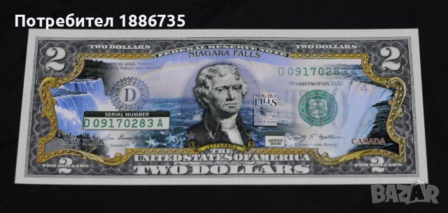 Банкнота $2 /2009-2003А/ colorized NIAGARA FALLS или GRAND CANYON NATIONAL PARK, снимка 4 - Нумизматика и бонистика - 39132244