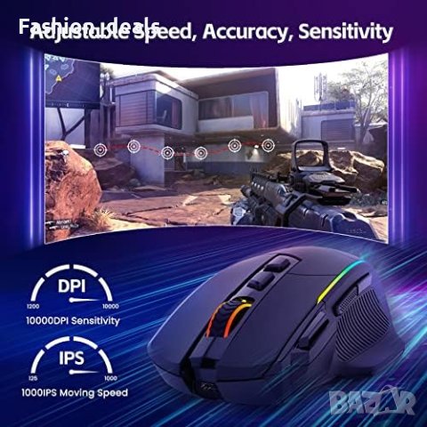 Нова Безжична Bluetooth геймърска мишка/ USB-C/Подсветка/Лаптоп, снимка 2 - Клавиатури и мишки - 41356607