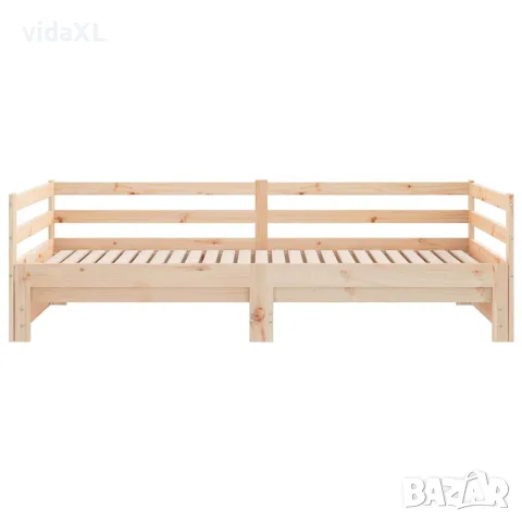 vidaXL Разтегателно дневно легло, борово дърво масив, 90x200 см, снимка 6 - Спални и легла - 56147812