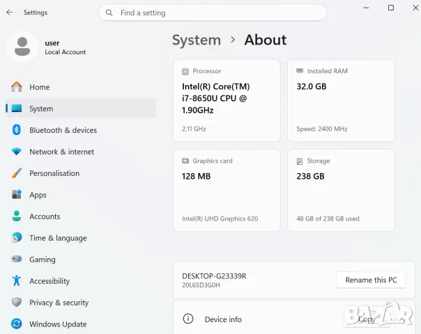 Лаптоп Lenovo T480 I7-8650U 32GB 256GB SSD NVME FHD Windows 11 PRO, снимка 9 - Лаптопи за работа - 55780786