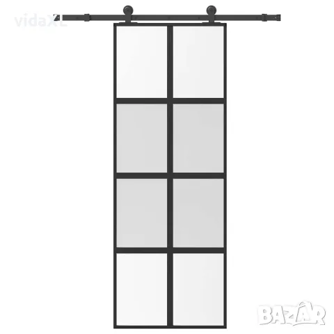 vidaXL Плъзгаща се врата с обков 76x205 см Закалено стъкло&Алуминий