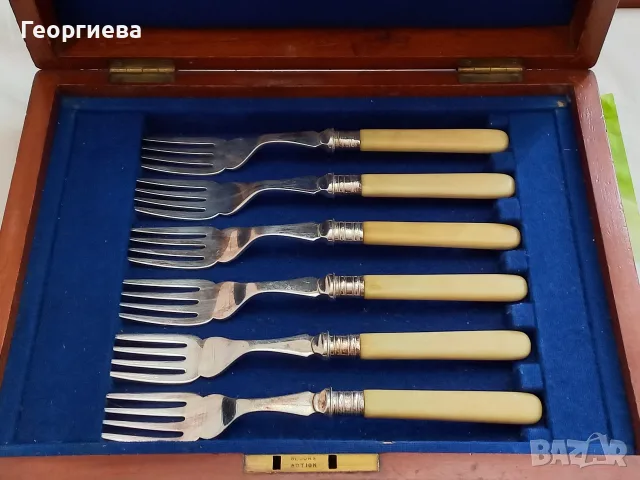 Посребрени прибори с дървена кутия, снимка 15 - Прибори за хранене, готвене и сервиране - 55889157