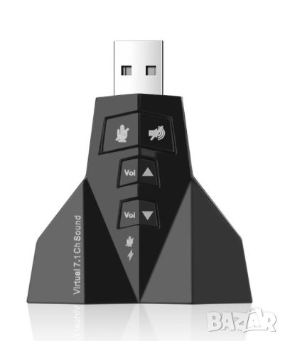 7.1 3D USB Sound Card Аудио Адаптер Двойна Звукова Карта за 2 Потребителя с 2 Микрофона и 2 Слушалки, снимка 3 - Слушалки за компютър - 41328977