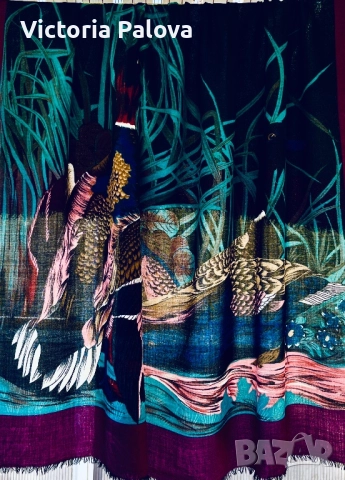 Голям дизайнерски шал - картина тънка вълна, снимка 3 - Шалове - 52905085