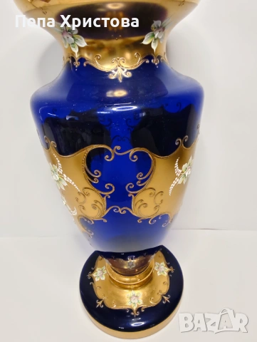 Голяма ваза  от чешки цветен кристал , снимка 6 - Вази - 53753086