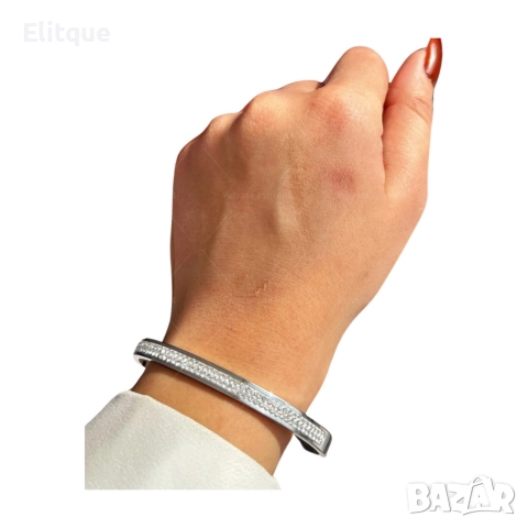 Модерна луксозна дамска гривна с кристали,с маншет за жени, снимка 3 - Гривни - 52871094