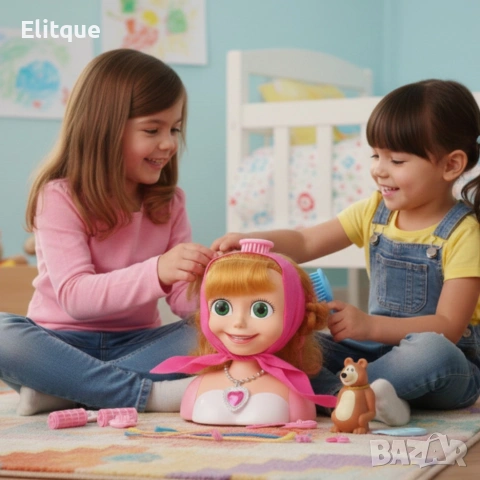 Кукла за прически „Маша и мечокът“ – Торс с дълга коса и аксесоари за оформяне, снимка 3 - Кукли - 53005360