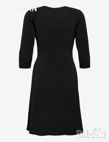 СТИЛНА и ЕЛЕГАНТНА черна рокля с остро деколте и 7/8 дължина на ръкава , снимка 4 - Рокли - 42029038