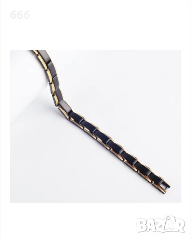 Гривна от неръждаема стомана в 2 тона с магнити, турмалин, германий и отрицателни йони, BLA040, 20,5, снимка 4 - Други - 50463381