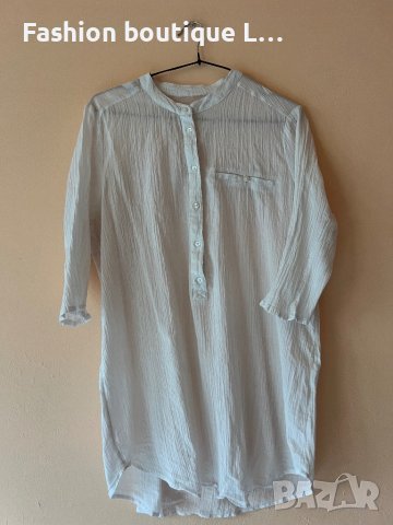 Дълга овързайз бяла ленена риза 🤍