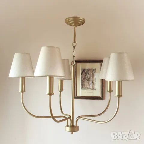 Класически полилей/винтидж, шаби шик, рустик, прованс тип свещ с 5 рамена, с/без /текстилни абажури 