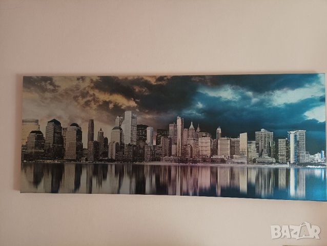 Картина Golden City, лазарен принт 150/60 см. , снимка 2 - Картини - 44176593