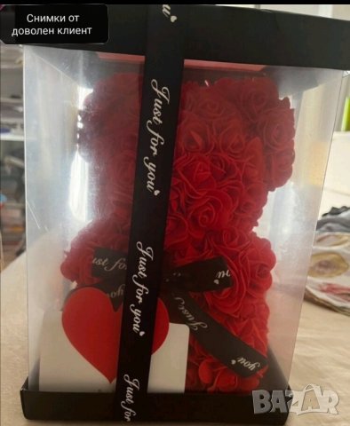 Мече от червени рози в луксозна кутия с панделка , снимка 7 - Други стоки за дома - 41737159