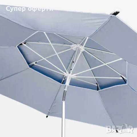 Плажен чадър Muhler – Широка сянка, пълна защита и интелигентен комфорт, снимка 4 - Градински мебели, декорация  - 49868188