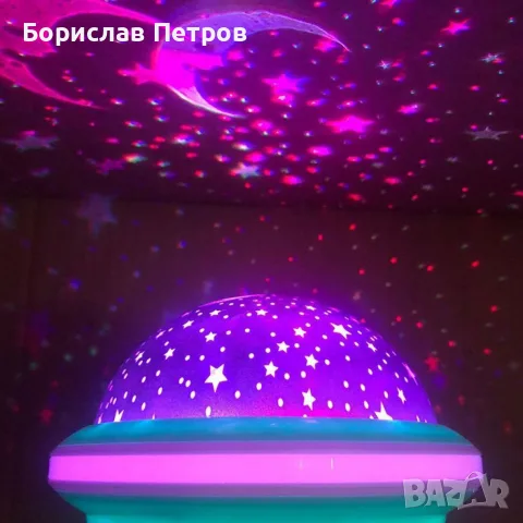 Цветна LED нощна лампа НЛО проектор със звездно небе, звезди и луна за детската стая и спокоен сън, снимка 2 - Настолни лампи - 55983933