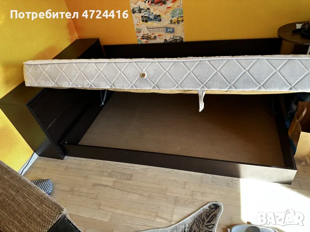 Ъглово легло с ракла и матрак - 120×190 – венге, снимка 3 - Спални и легла - 56329460
