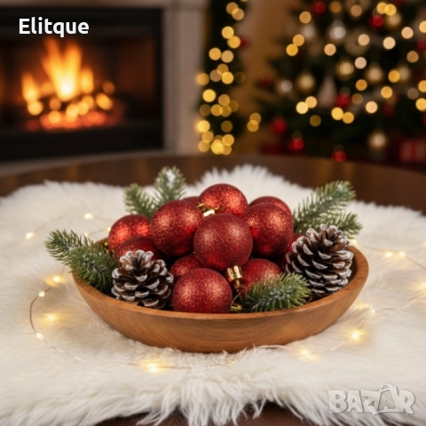 Комплект коледни топки 2 см – сребърни (8 бр.) и червени (16 бр.)