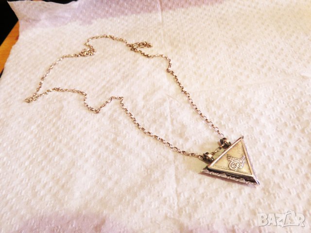 сребърен синджир с османска отваряща се  муска с  тугра  -османска монограма, накит, амулет сребро, снимка 3 - Бижутерийни комплекти - 35865328