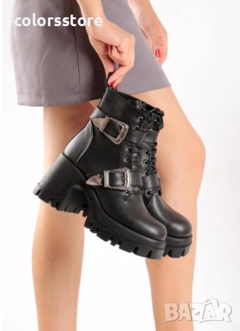 Боти на ток - черна кожа - DT60