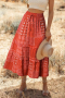 Дамска червена пола в бохемски стил, снимка 1