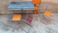 Супер Рядка Качествена Българска Соц Сгъваема Туристическа Маса с 4 ри стола , снимка 2