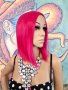 Удивително Дизайнерско Каре Перука в Бонбонено Розов Barbie Цвят КОД 8971, снимка 6