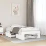 vidaXL Рамка за легло, бяла, 90x200 см, масивно дърво, снимка 2