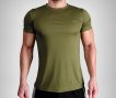 Мъжки спортни тениски за фитнес и тичане от лека материя - армейско зелено
