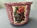 Ръчно декорирана керамична кашпа в стил "винтидж", снимка 2