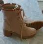 Бежови боти от еко велур, снимка 1
