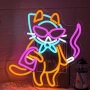 Нова Неонова табела котка LED USB светлина за декорация стена стая дом, снимка 3