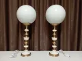 Комплект от две големи месингови порцеланови лампи - лампа, снимка 1