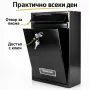 Черна стоманена пощенска кутия с ключ и прозорче, снимка 4