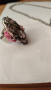 Красиво винтидж колие и пръстен от естествен розов камък, снимка 7