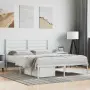 vidaXL Метална рамка за легло с горна табла, бяла, 120x200 см, снимка 2