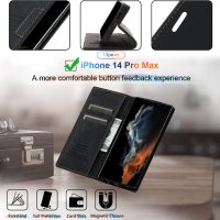 Калъф 13peas за iPhone 14 Pro Max 2022 г., от телешка кожа с протектор за екран (черен), снимка 3 - Калъфи, кейсове - 42312199