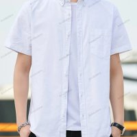 Ежедневна мъжка оксфордска риза с къси ръкави, младежка мода, 4цвята - 023, снимка 5 - Ризи - 40848349