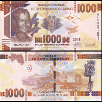 ❤️ ⭐ Гвинея 2018 1000 франка UNC нова ⭐ ❤️, снимка 1 - Нумизматика и бонистика - 44680359