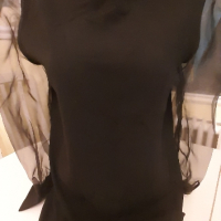 Черна мини рокля с шифон ръкави ., снимка 1 - Рокли - 44696715