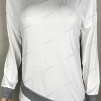 Ежедневна дамска блуза с кръгло деколте и неправилен подгъв, 4цвята - 023, снимка 2 - Блузи с дълъг ръкав и пуловери - 39473849
