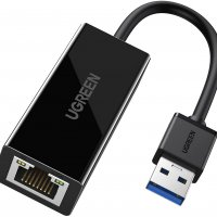 UGREEN USB 3.0 LAN адаптер 10/100/1000 Mbps, USB to RJ45 Ethernet, ASIX 88179, черен, снимка 1 - Мрежови адаптери - 34207622