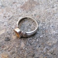 Сребърен пръстен с цитрин, снимка 4 - Пръстени - 41743806