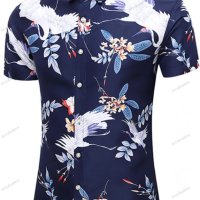 Мъжка лятна модна риза с щампа с къс ръкав, 3цвята - 023, снимка 2 - Ризи - 40921054