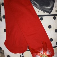 Нови секси плътни коледни червени чорапи с  пухче и панделка , снимка 7 - Бельо - 42603503
