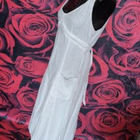 Бяла ленена рокля под коляното ХЛ, снимка 4 - Рокли - 41918493