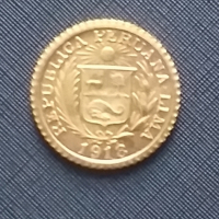  Златна монета Перу 1918, снимка 2 - Нумизматика и бонистика - 44686628