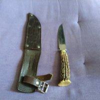 Fes Rostfrei немски нож от соца с калъф естествена кожа за колан 185х100мм, снимка 2 - Ножове - 41658641