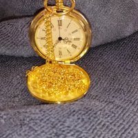 NOUSEG винтидж джобен кварцов часовник с римски цифри+ верижка , снимка 11 - Джобни - 41228584